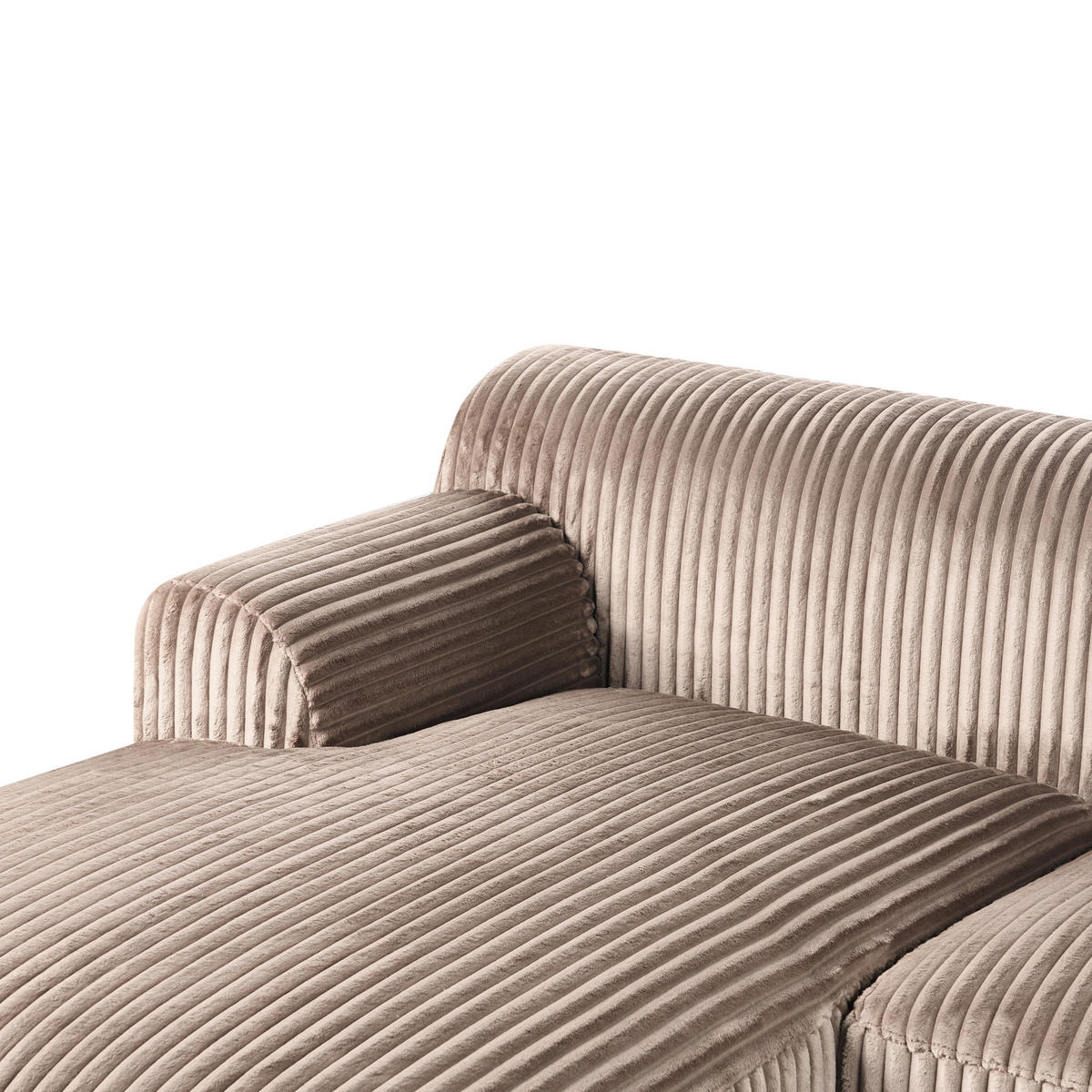 ECKSOFA Cord Hellbraun rechtsseitig Stenum - Hellbraun/Messingfarben, Textil (242/168cm) - Beliani