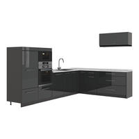 KUHINJA U OBLIKU SLOVA L Fame-Line, Antracit visokog sjaja/Antracit, 327 x 227 cm, RP Mramor - crna visoki sjaj/antracit, drvni materijal (327/153.6/60cm) - Vicco