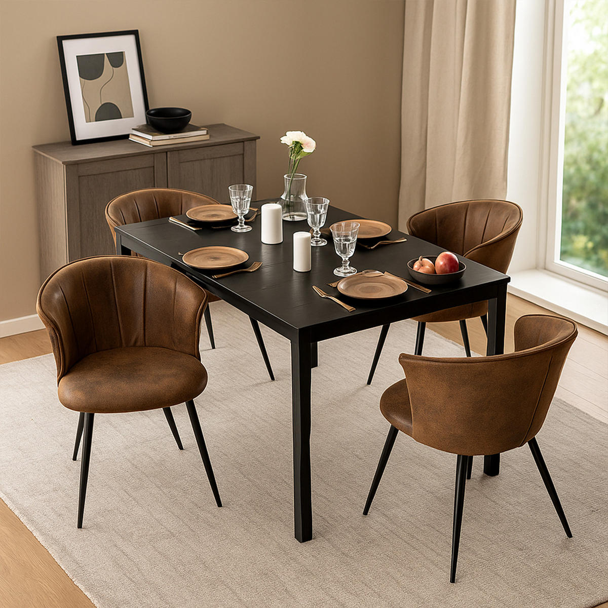 BARHOCKER 4er-Set, Polsterung in Wildlederoptik, Sitzhöhe 47 cm, Braun - Braun, Textil (44/74.5/51cm) - Meubles Cosy