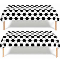 TISCHDECKE 2-teiliges Set Fußballmuster Schwarz Weiß 137 x 274 cm - Multicolor, Kunststoff (274/137/1.5cm)