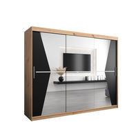 SCHWEBETÜRENSCHRANK 200/250/62 3-türig - Silberfarben/Schwarz, Holz/Kunststoff (250/200/62cm) - Abiks Möbel