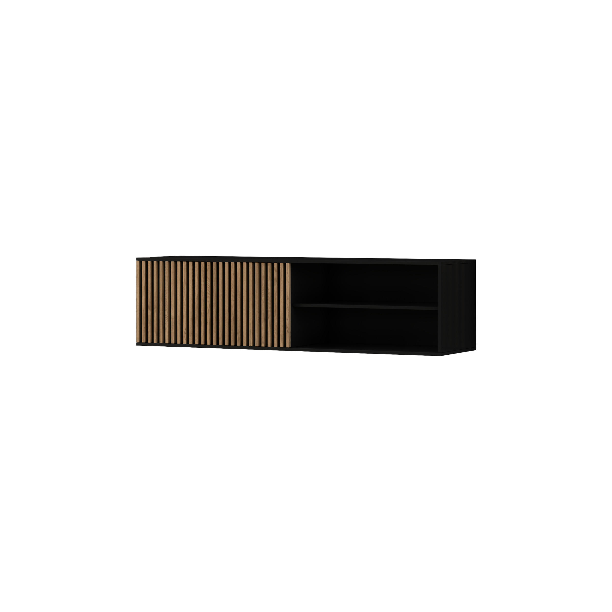 TV-ELEMENT - Wandmontierter RTV-Schrank Meteor (Artisan + Schwarz) - Schwarz, Holzwerkstoff/Metall (150/40/40cm) - Möblo