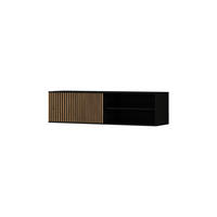 TV-ELEMENT - Wandmontierter RTV-Schrank Meteor (Artisan + Schwarz) - Schwarz, Holzwerkstoff/Metall (150/40/40cm) - Möblo