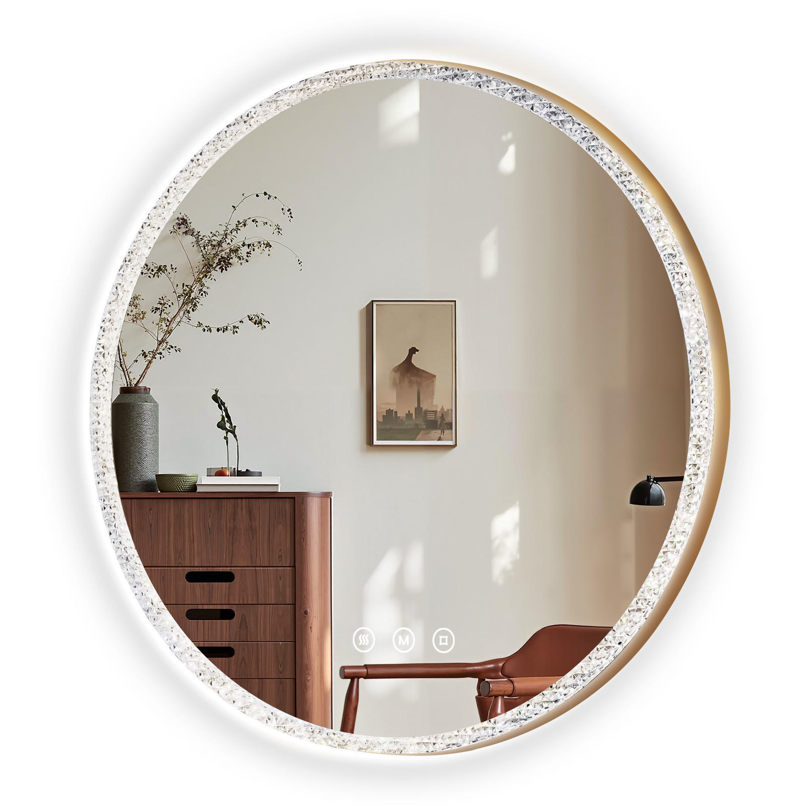 BADSPIEGEL Runder mit Beleuchtung Gold ф60 cm - Goldfarben, Glas (60/4.3/60cm) - EMKE