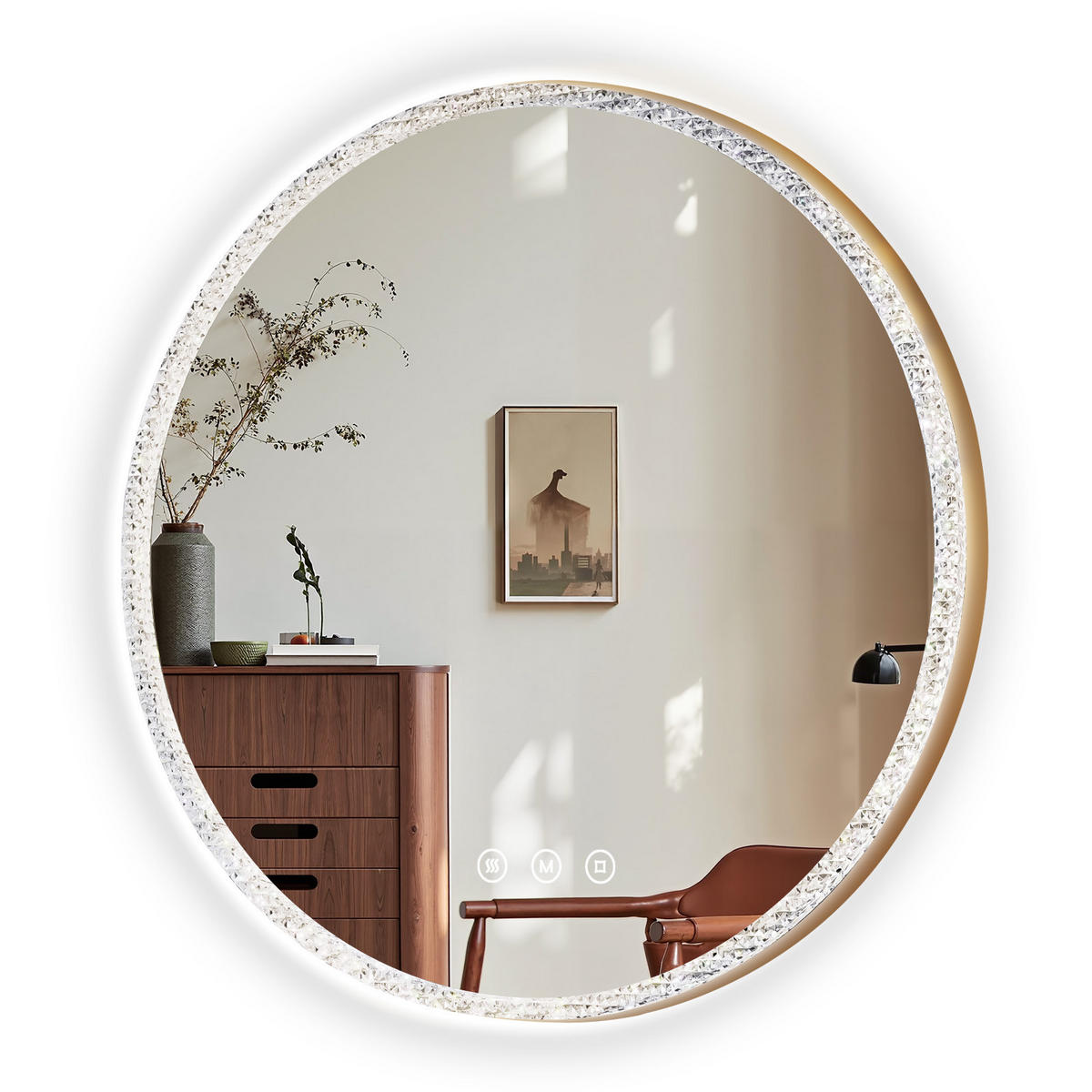 BADSPIEGEL Runder mit Beleuchtung Gold ф60 cm - Goldfarben, Glas (60/4.3/60cm) - EMKE