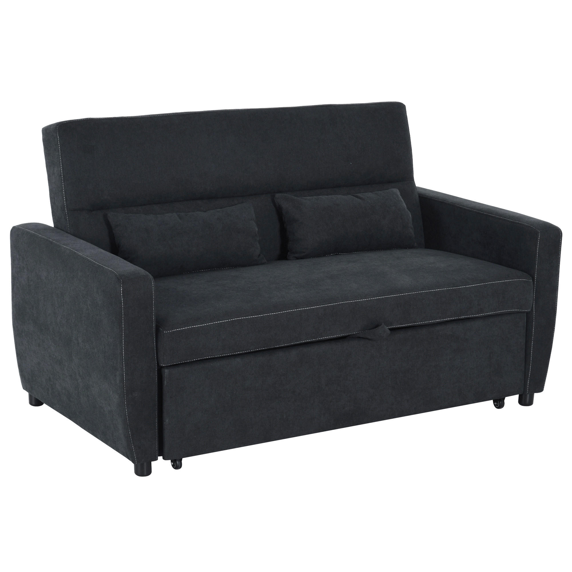 SCHLAFSOFA, Eukalyptusholz, Schwarz - Schwarz, Holz (90/88.5/155cm) - HOMCOM