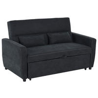 SCHLAFSOFA, Eukalyptusholz, Schwarz - Schwarz, Holz (90/88.5/155cm) - HOMCOM