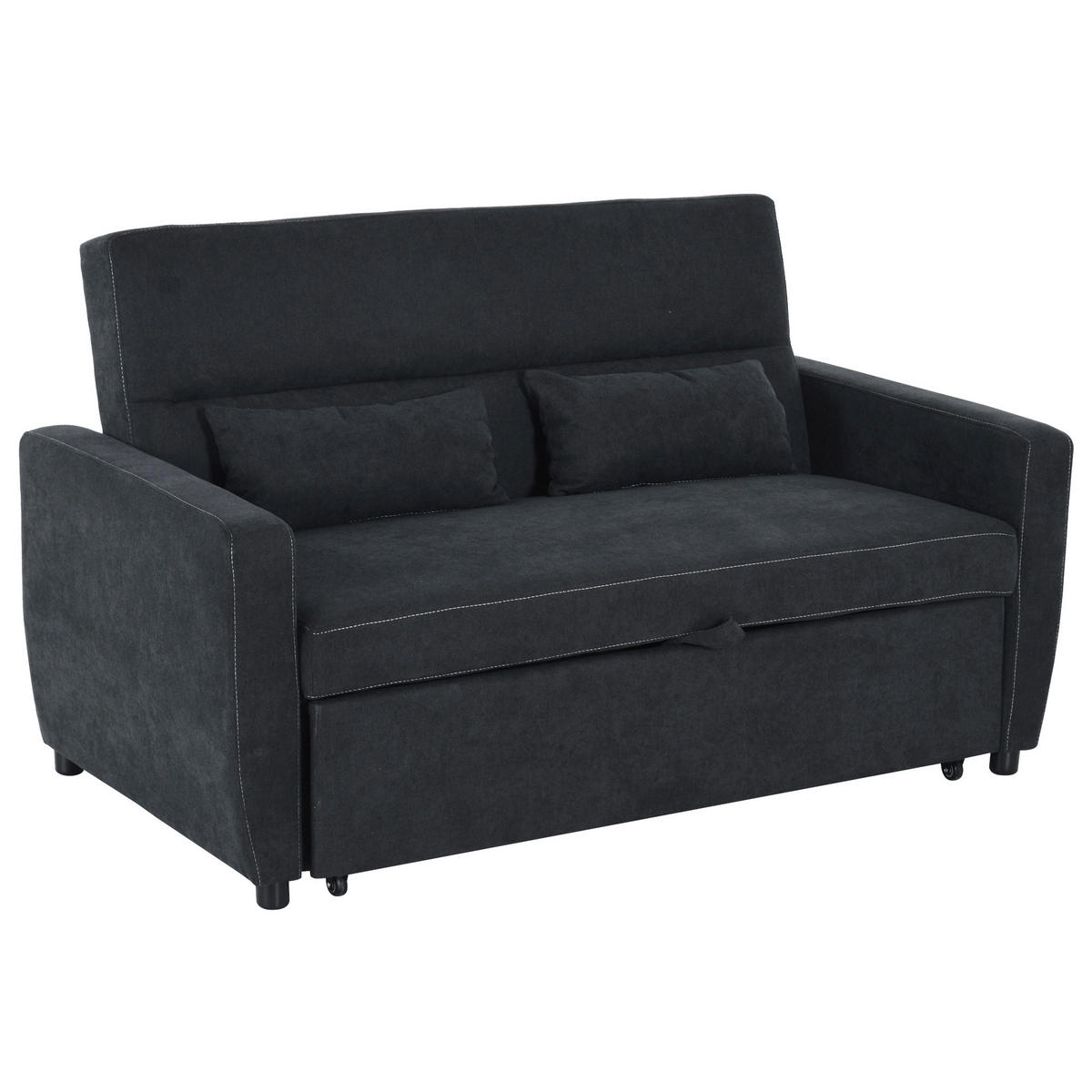 SCHLAFSOFA, Eukalyptusholz, Schwarz - Schwarz, Holz (90/88.5/155cm) - HOMCOM