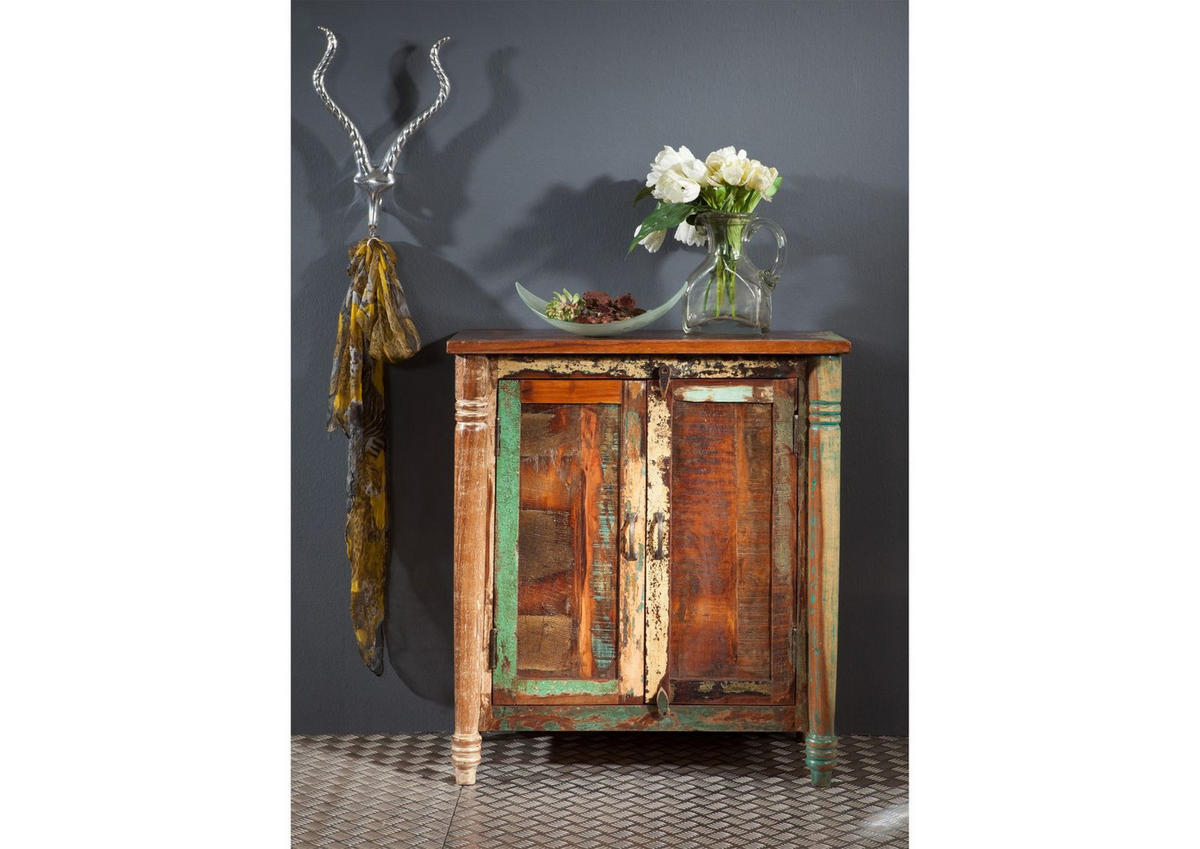 KOMMODE Altholz 80x42x88 mehrfarbig lackiert FABLE #02 - Multicolor, Holz (80/88/42cm) - Massivmoebel24