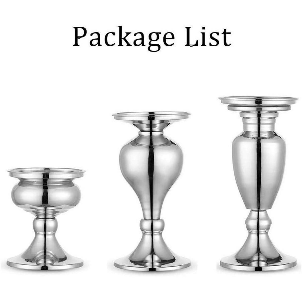 KERZENSTÄNDER 3er Set Metall Silber - Silberfarben, Metall (9.3/11.4/9.3cm)