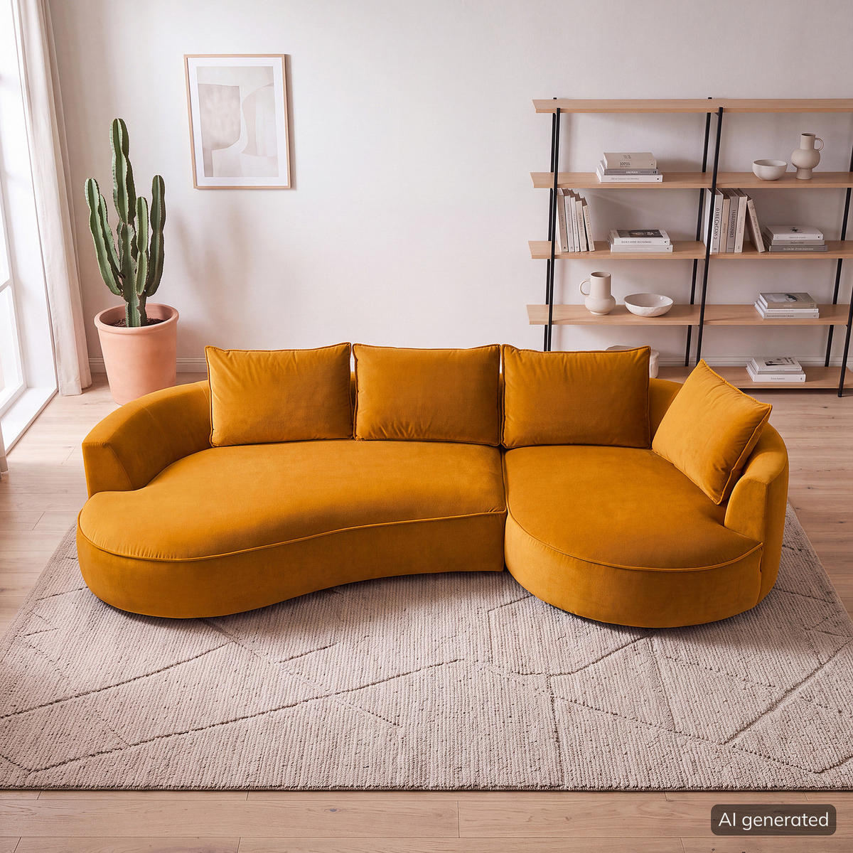 BIGSOFA - Gelb/Orange, Naturmaterialien/Kunststoff (322/82/154cm) - home24