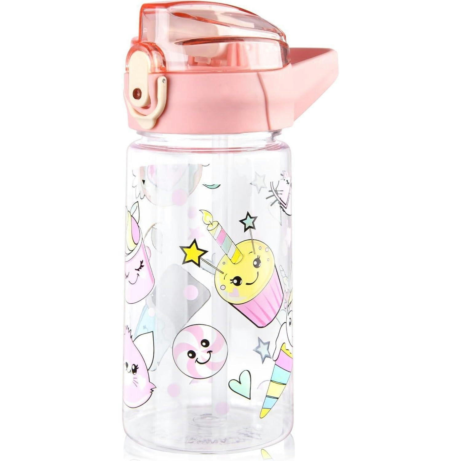 KINDER-TRINKFLASCHE mit Strohhalm 500 ml Rosa - Rosa, Kunststoff (19/19cm)