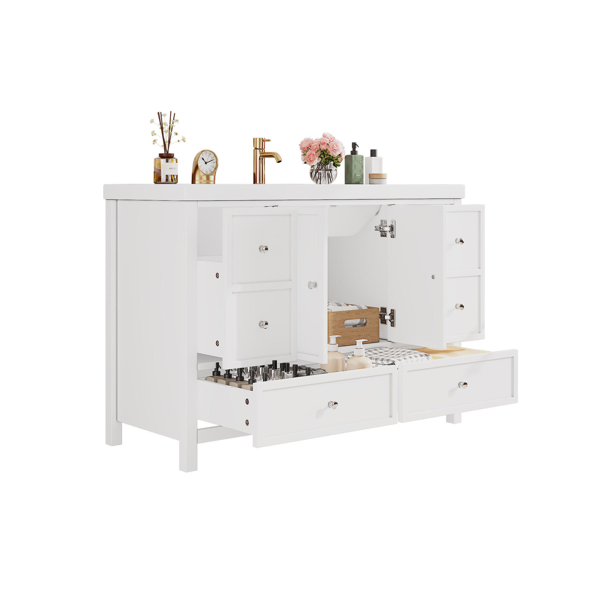 Evryae Waschbeckenunterschrank Weiß 120x86.5x50 cm