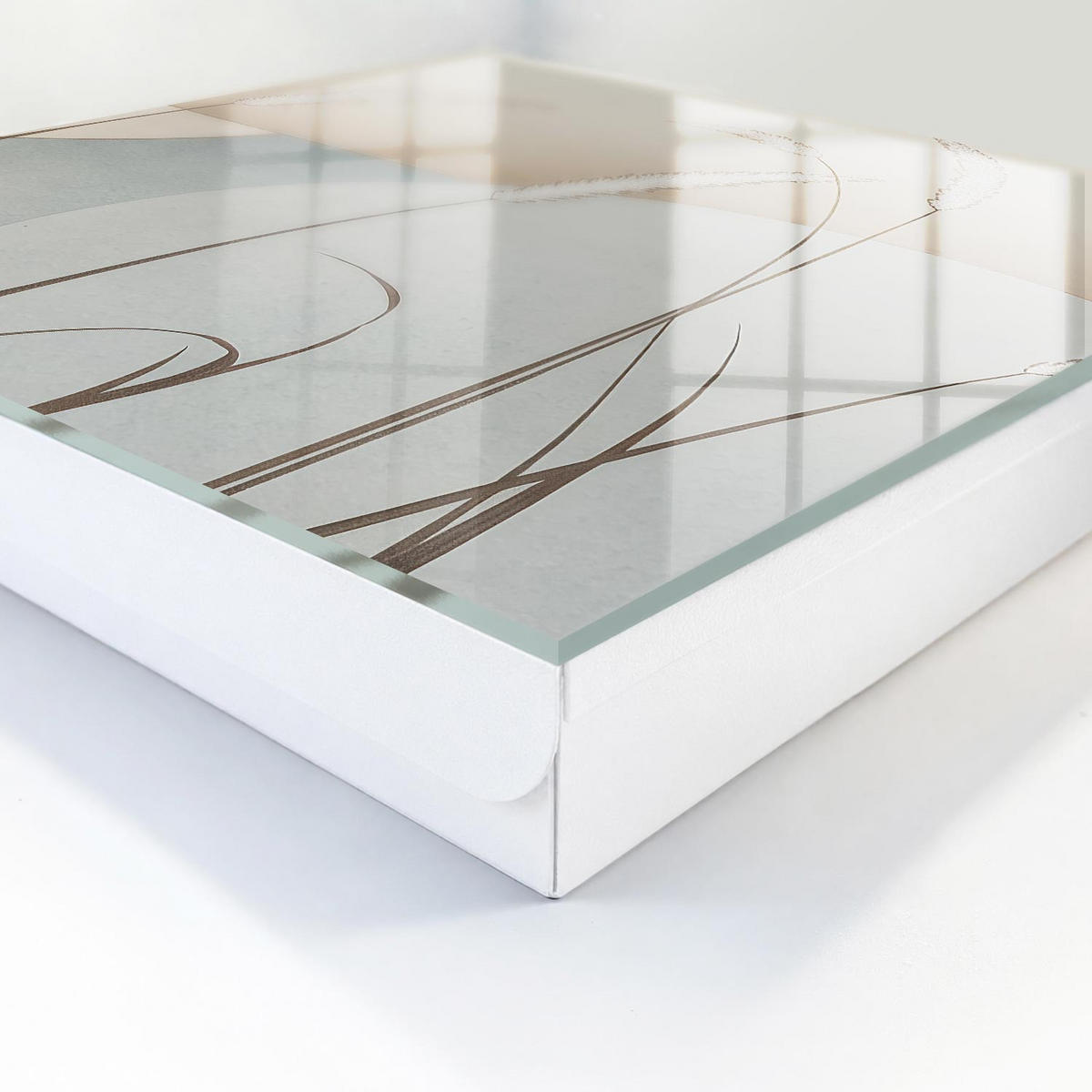 SCHLÜSSELBOX Weiß 30x30 cm – Türöffnung nach rechts - Natürliche Gräser - Beige, Metall (30/30/5cm) - TULUP