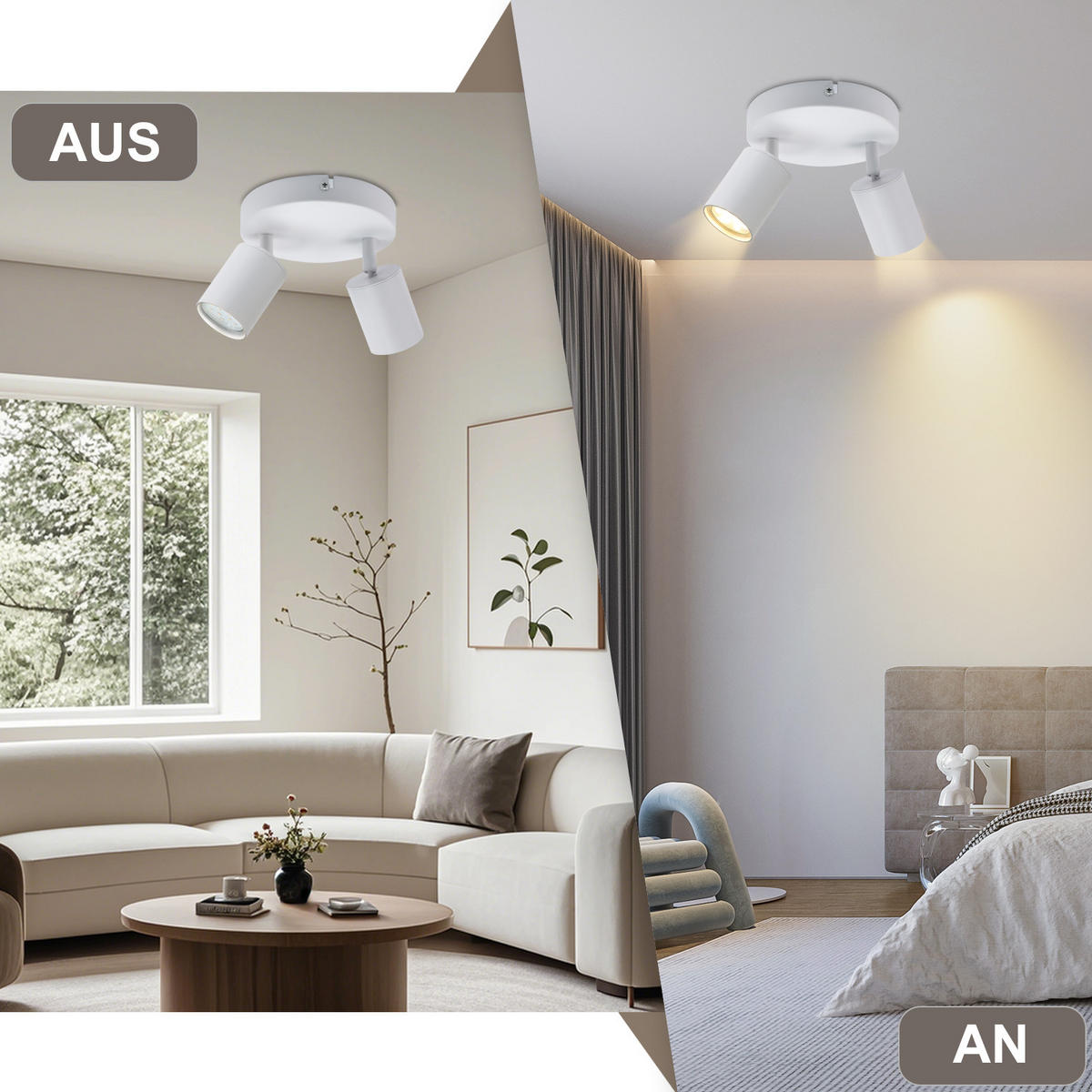 STRAHLER Bayreuth 2-flammig 15/15/14.4 cm - Weiß, Metall (15/15/14.4cm) - Nettlife