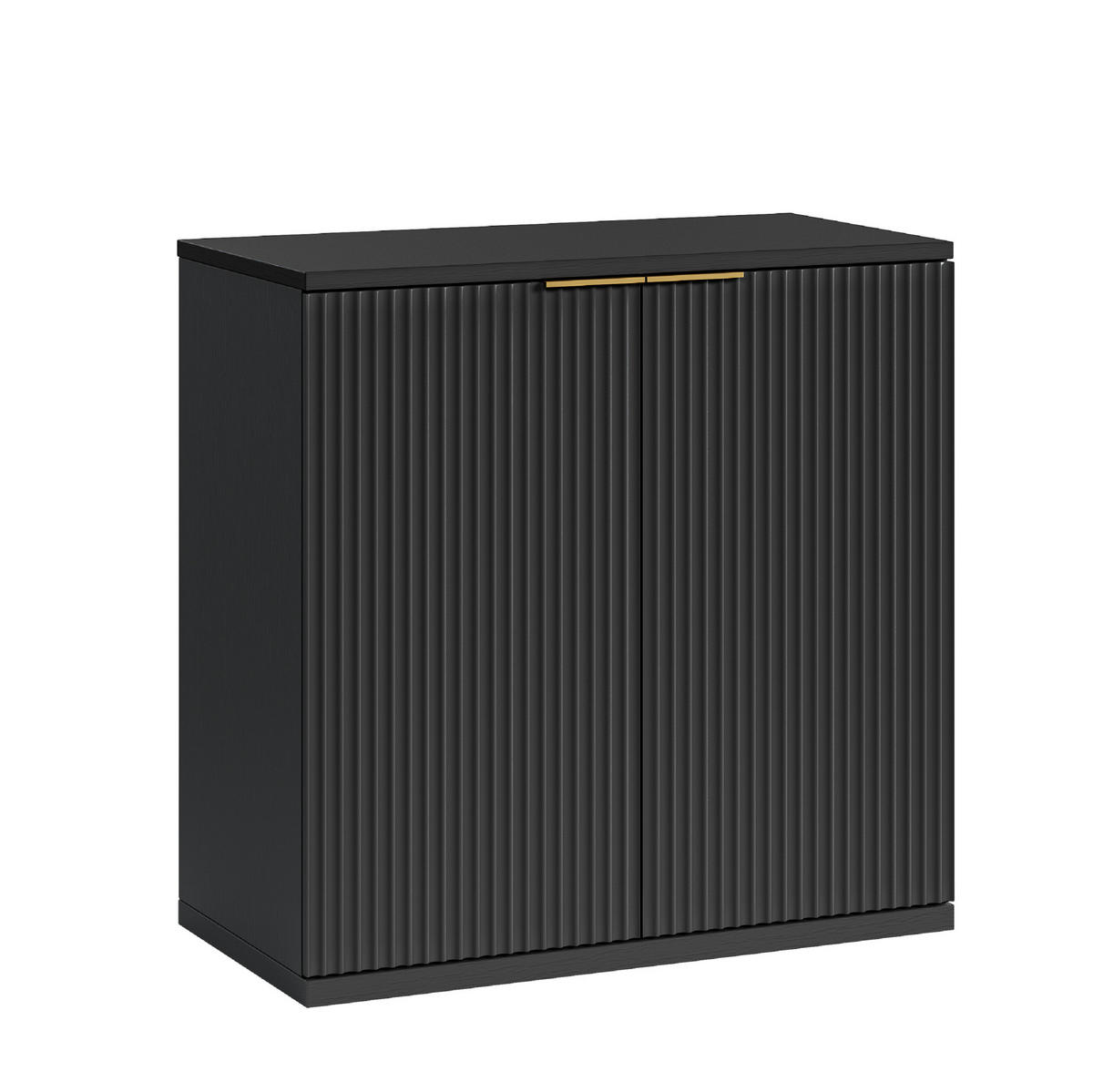 SIDEBOARD 80/40/80 cm in Schwarz mit 2 Türen und strukturierter Front - Schwarz, Holzwerkstoff (80/80/40cm) - Flora Grace