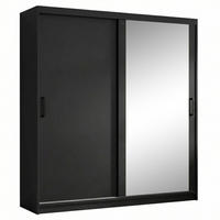 SCHWEBETÜRENSCHRANK Hela 180/205/60 2-türig schwarz mit Schubkasteneinsatze - Schwarz, Holzwerkstoff (180/205/60cm) - Beautysofa