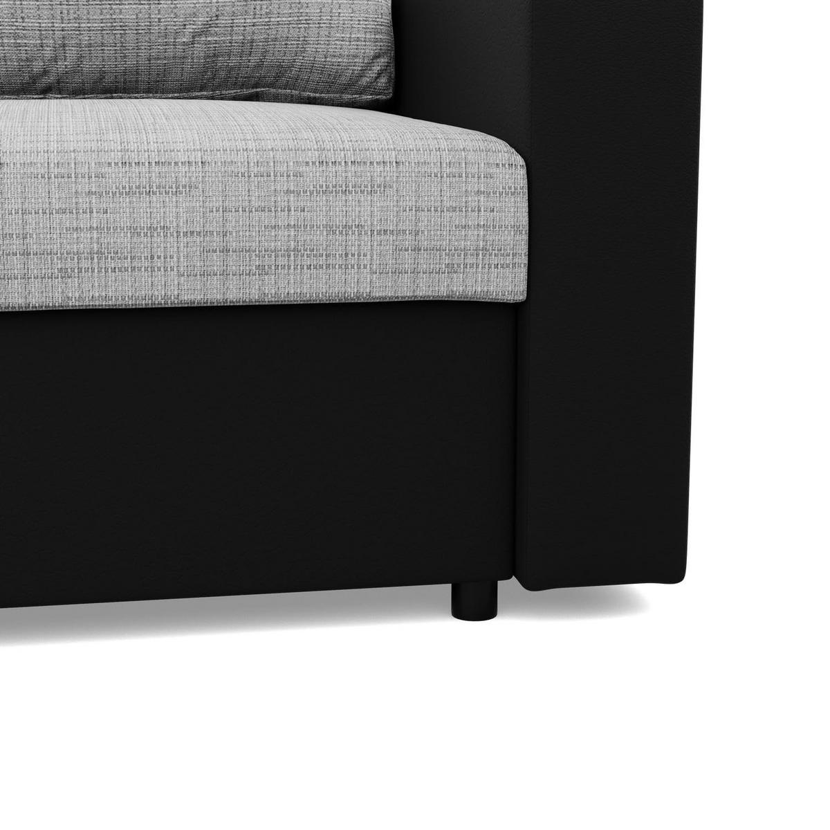 SOFA 3-SITZER MIT SCHLAFFUNKTION LUNA, Grau + Schwarz - Schwarz/Grau, Textil (220/92/92cm)