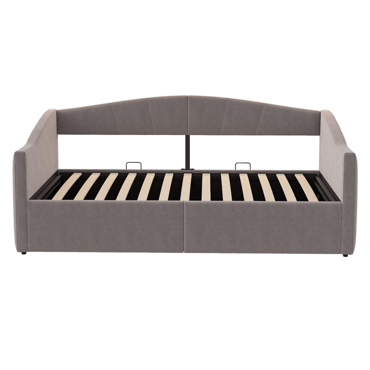 POLSTERBETT 90/200 cm Grau mit hydraulischer Lagerung und Lattenrost - Grau, Textil (90/200cm) - OKWISH