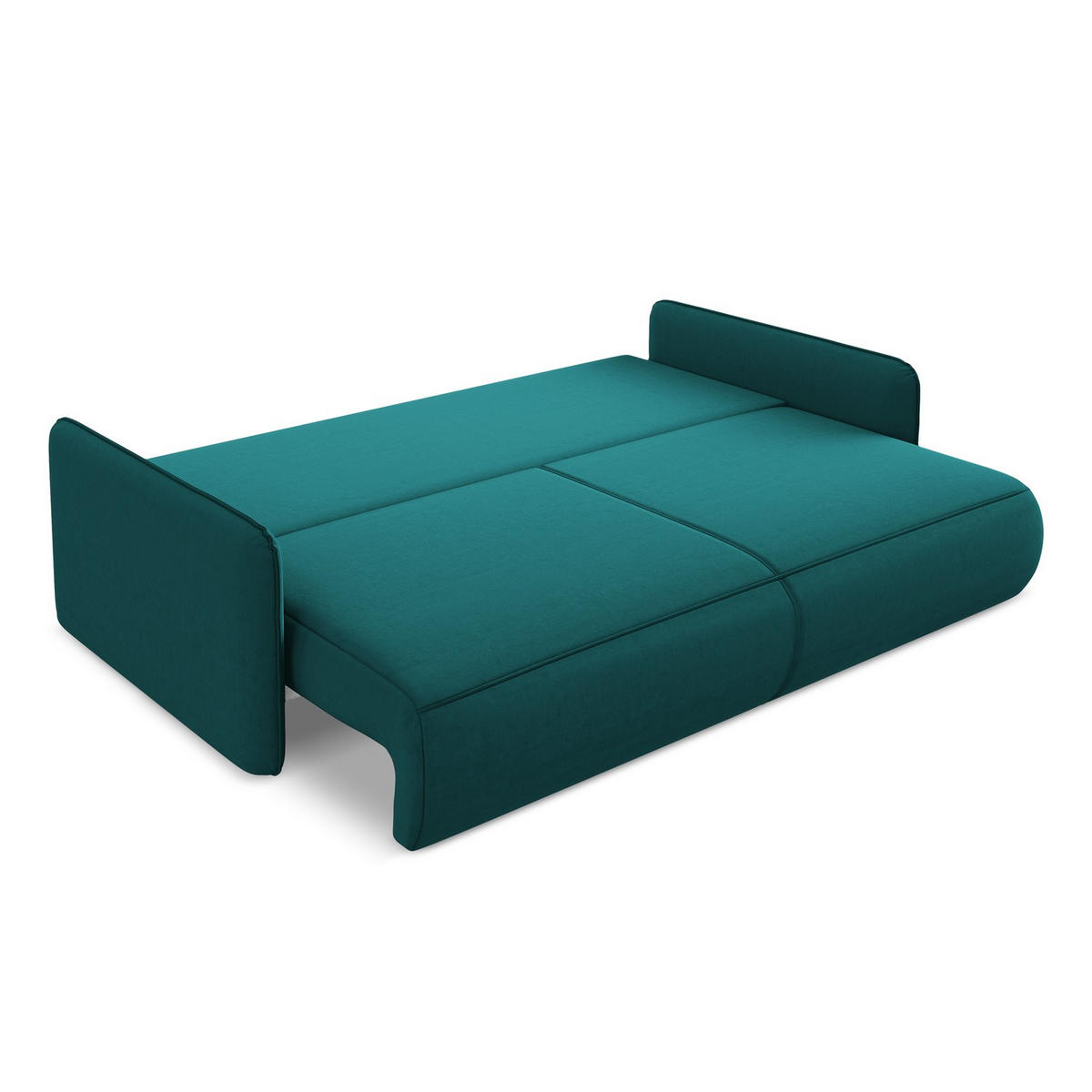 3-SITZER SOFA mit Schlaffunktion Samt Stoff Blau - Blau/Petrol, Kunststoff/Textil (216/86/105cm) - LaMiaSofa