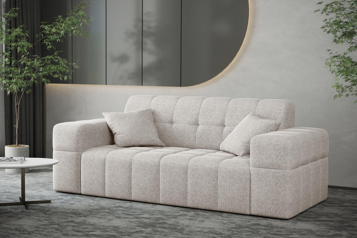 SOFA 2-sitzer Couch serie NIMES Stoff Verita Beige - Beige, Holz (183/82/92cm) - Kaiser Möbel