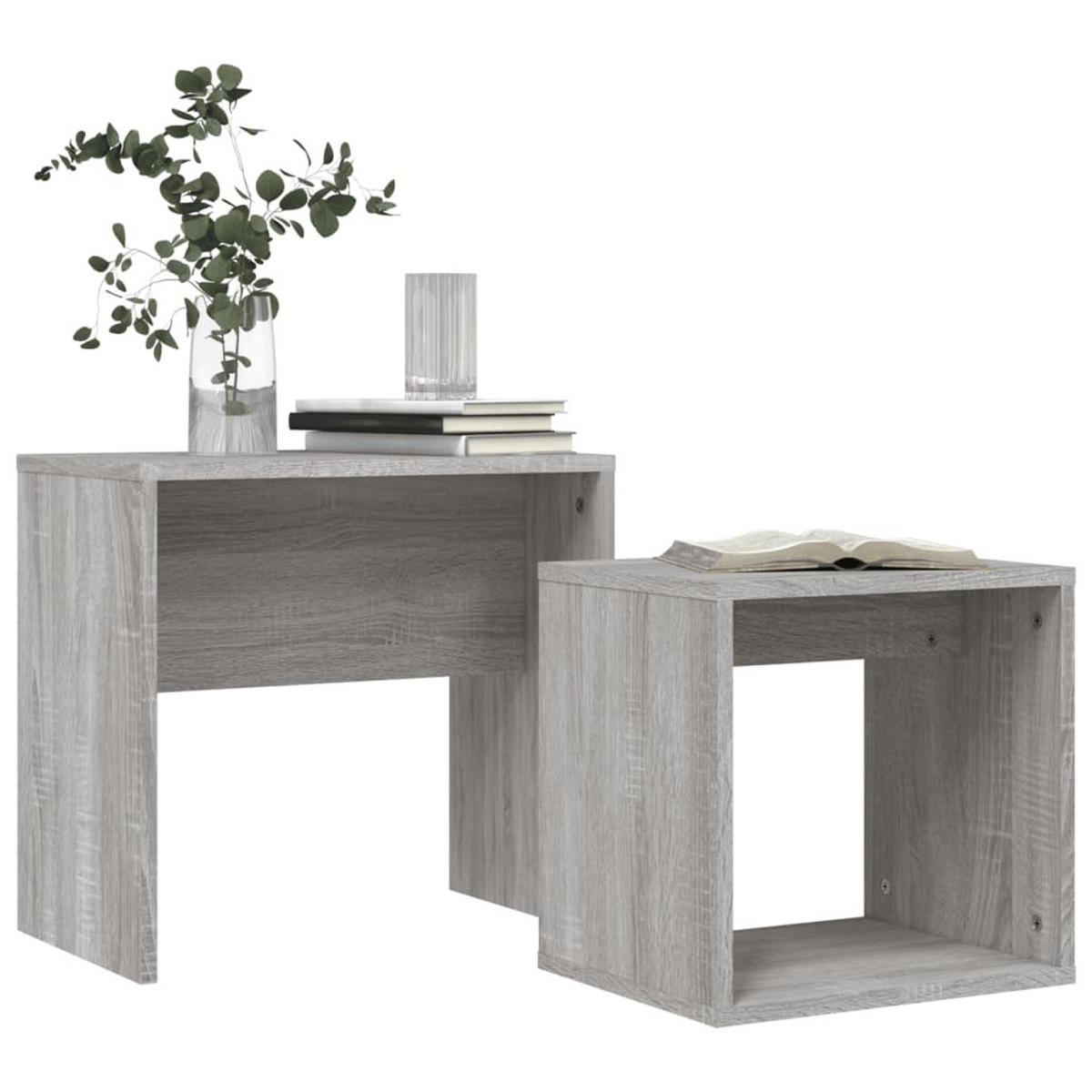 SATZTISCHE 2 Stk. Grau Sonoma Holzwerkstoff - Grau, Holzwerkstoff (30/48/45cm) - furnicato