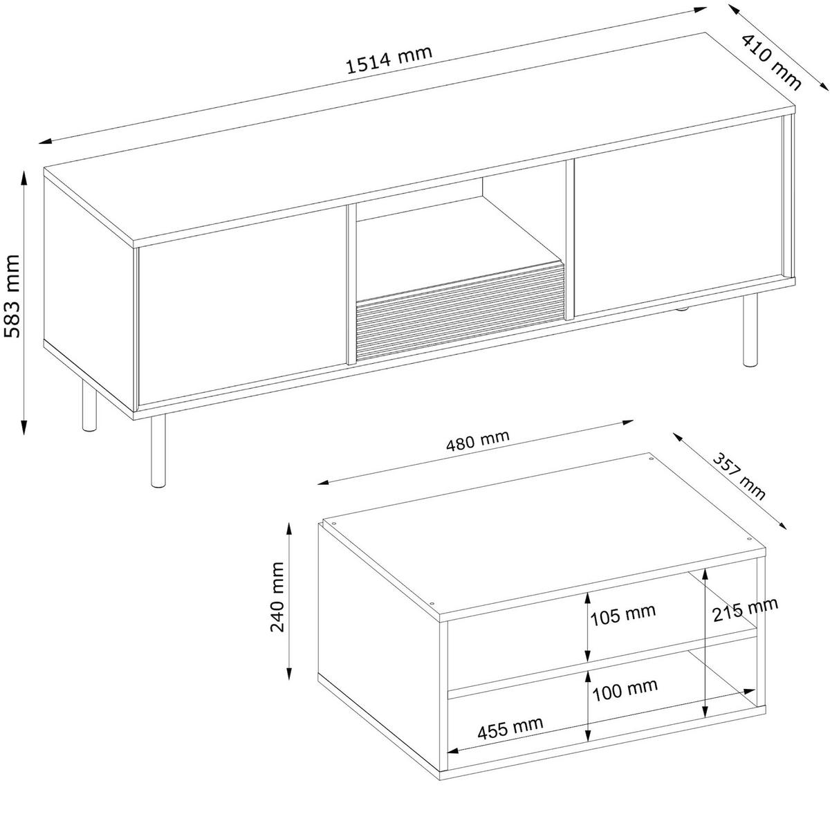 TV-SCHRANK LOFTY Loft-Stil, schwarz - Eichefarben/Schwarz, Holzwerkstoff (152/59/41cm) - KONSIMO®