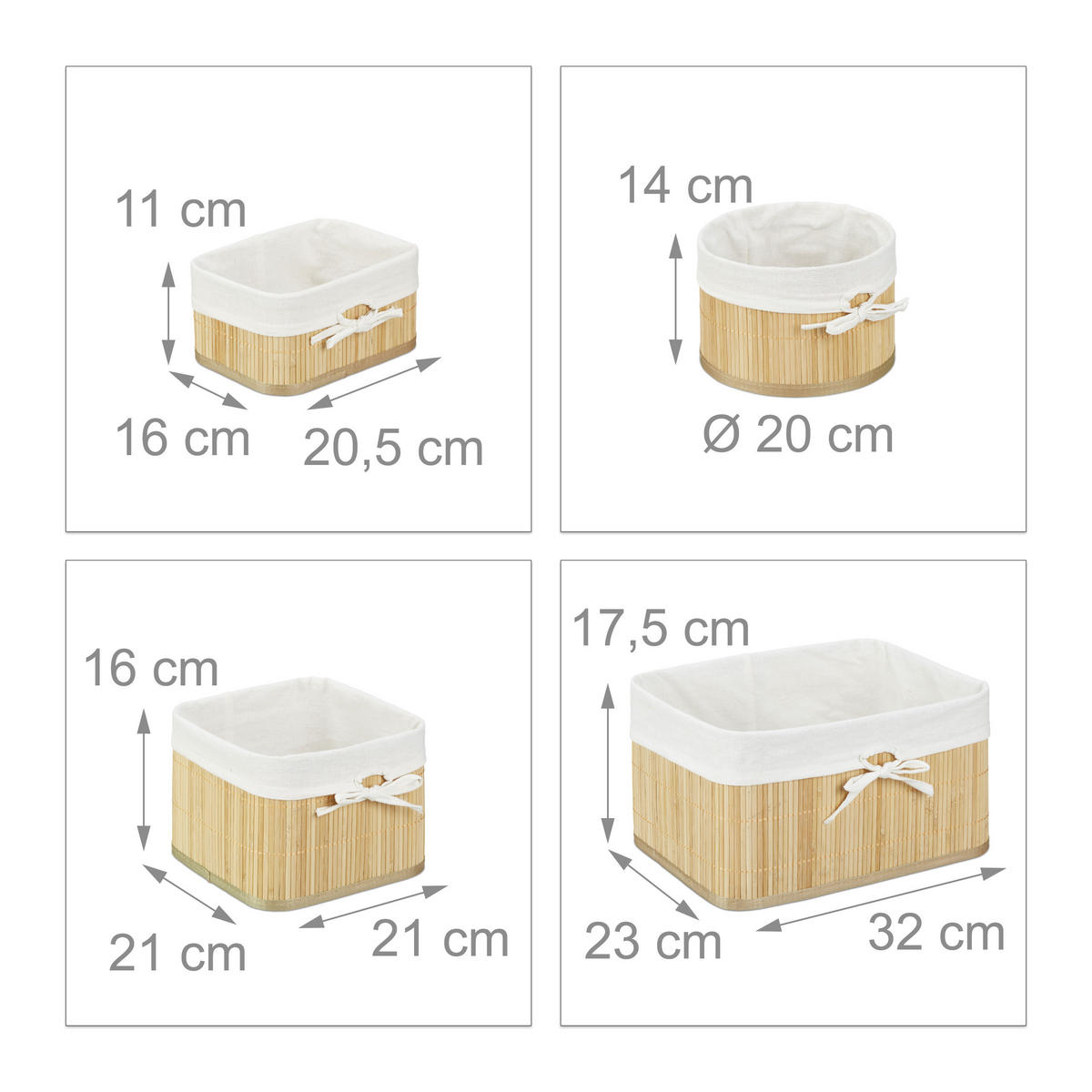 4XAUFBEWAHRUNGSKORB - Hellbraun, Holz/Holzwerkstoff (32/17.5/22cm) - Relaxdays