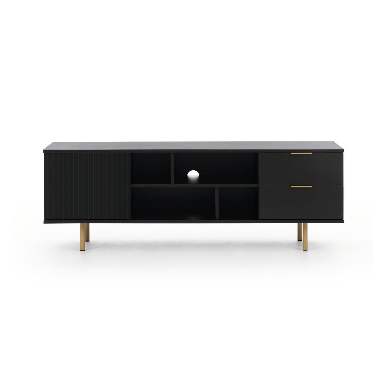 TV-SCHRANK Bianco 150 Schwarz - Schwarz, Holzwerkstoff (150/52/41cm) - Bettso
