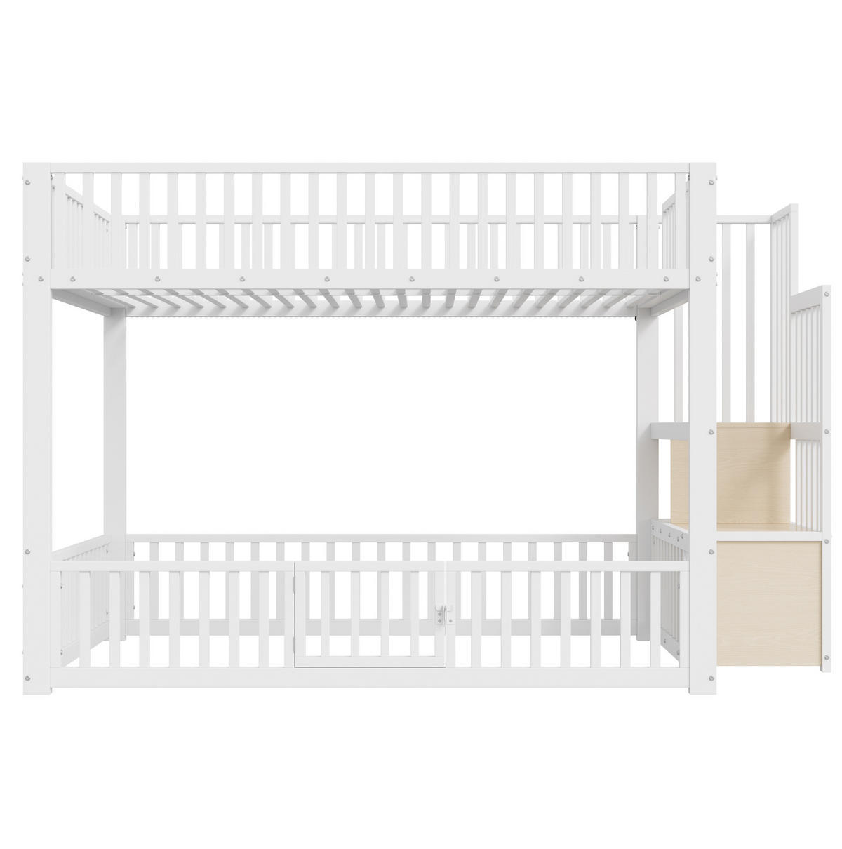 ETAGENBETT 140/200 cm Weiß mit LED und Stauraumleiter - Weiß, Metall (140/200cm) - MIVRAY