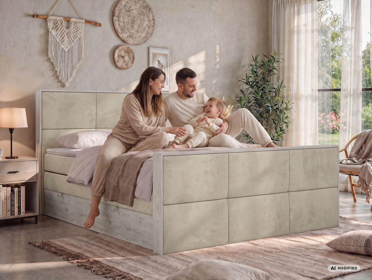 POSTEL BOXSPRING DELNOR KING DUO 200/200 - Hnědá Samet - Topper Visco - H4 - černá/hnědá, textil/plast (200/200cm) - MKS
