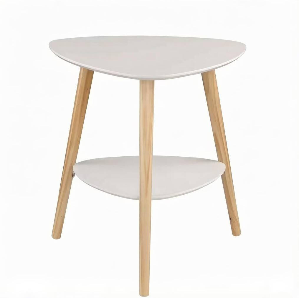 NACHTTISCH mit 2 Ablagen 50 x 40 x 55 cm MDF Massivholz Weiß - Weiß, Holz (40/50/55cm) - Meubliv