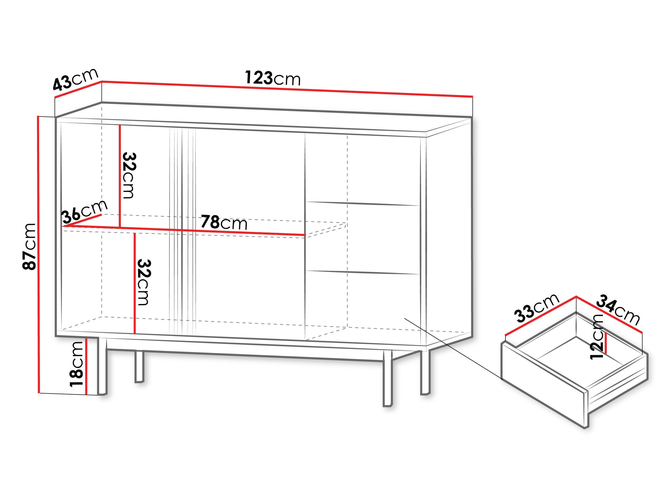KOMMODE Alsy 3S2D AL07 - Anthrazit/Grün, Holzwerkstoff/Kunststoff (123/87/43cm) - MIRJAN24