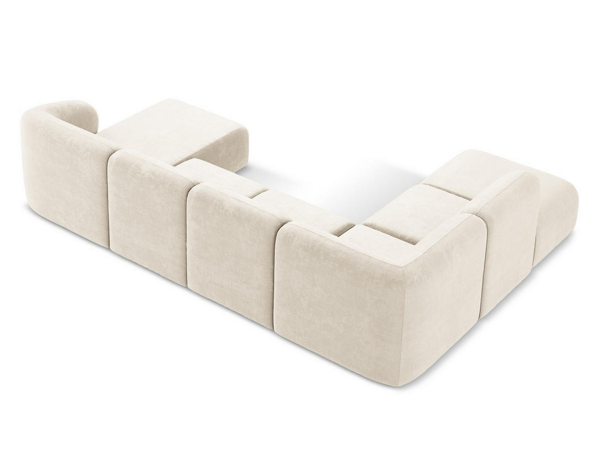 ECKSOFA Rechts Samt Stoff Grau - Taupe/Schwarz, Holzwerkstoff/Kunststoff (248/166cm) - Makamii