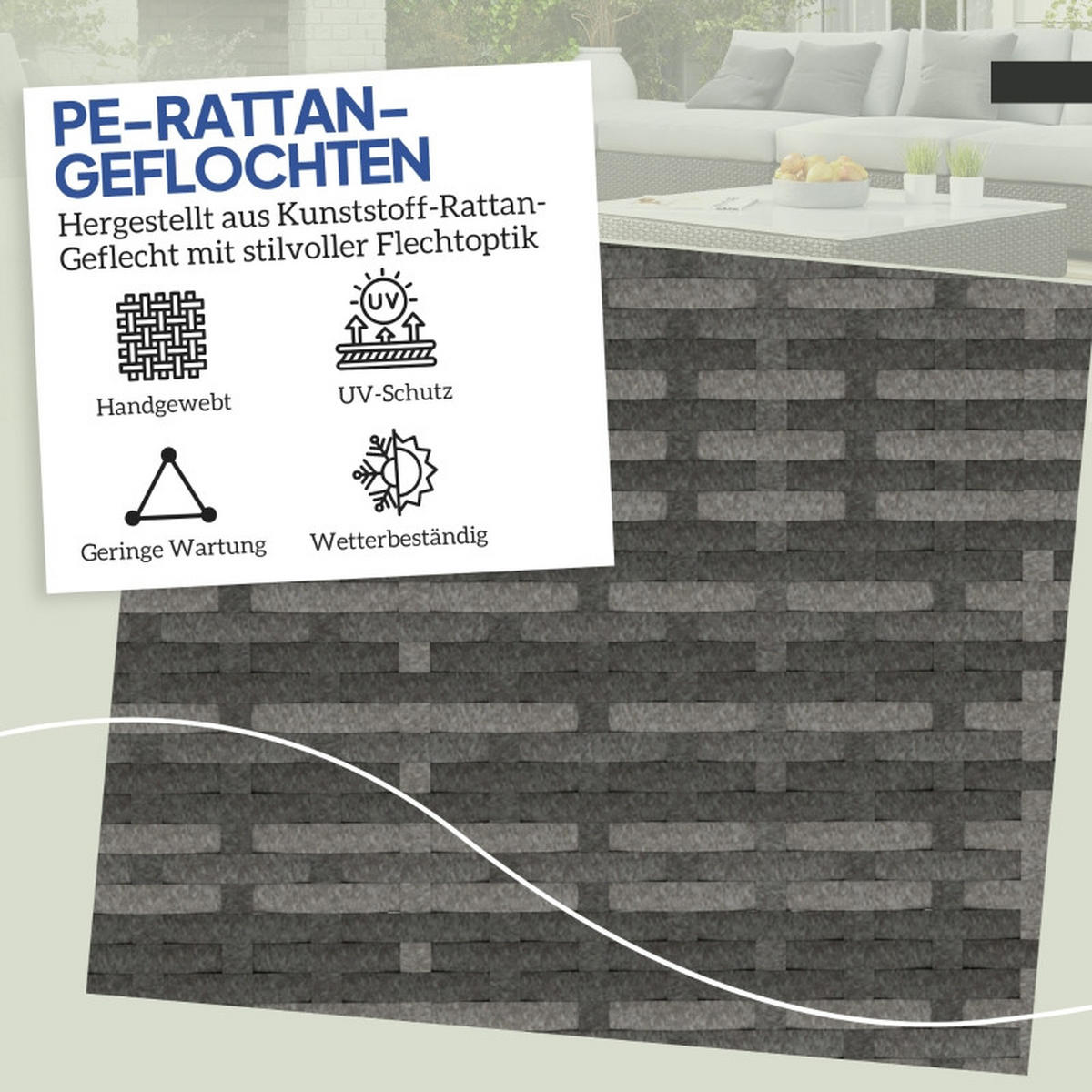 RATTANHOCKER 2er Set Stauraum Kissen 40x40x41 cm grau - Dunkelgrau, Naturmaterialien (40/41/40cm) - LEBENLANG