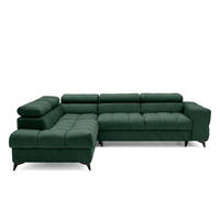 ECKSOFA PUDDING L Links mit Schlaffunktion 125x195 Velours Grün - Schwarz/Grün, Holz/Textil (203/275cm) - Muffo