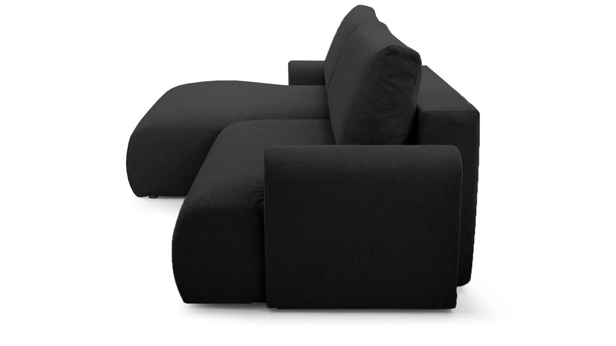 ECKSOFA mit Schlaffunktion Bordon, Schwarz - Schwarz, Textil (150/260cm) - Fedve