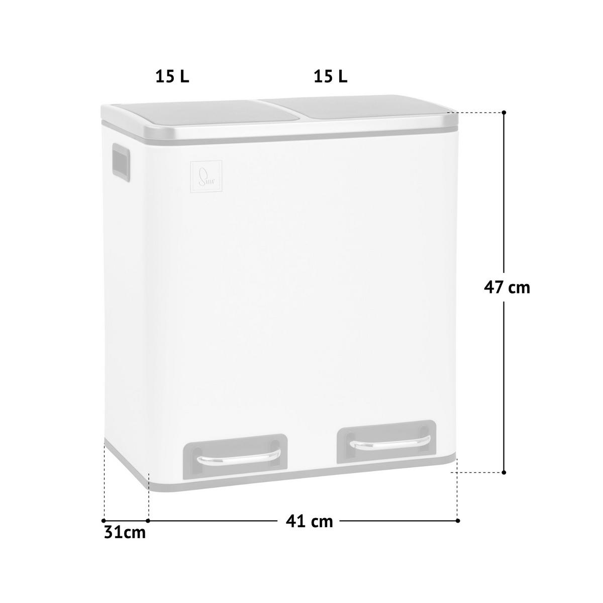 MÜLLEIMER TM2X15 - Weiß, Metall (41/47/31cm) - SVITA