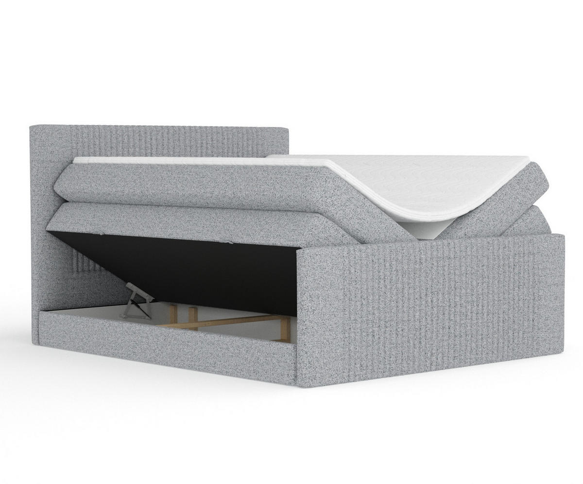 BOXSPRINGBETT Bergamo Grau 140/200 cm - Schwarz/Grau, Holz/Holzwerkstoff (140/200cm) - Maison de Reve