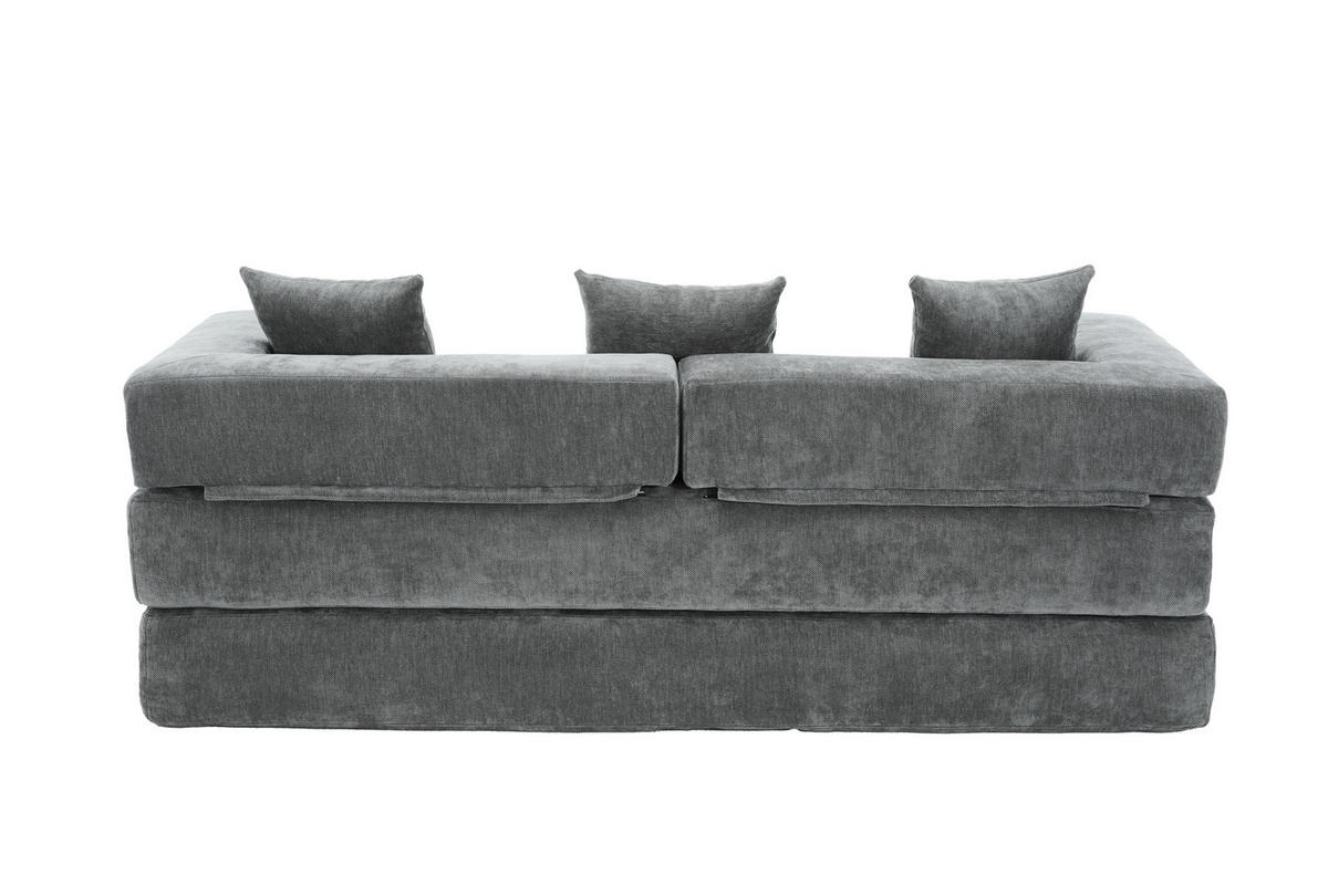 SCHLAFSOFA DE-33690 mit Seitentaschen Dunkelgrau - Dunkelgrau, Textil (198/60/79cm) - ComfortXL