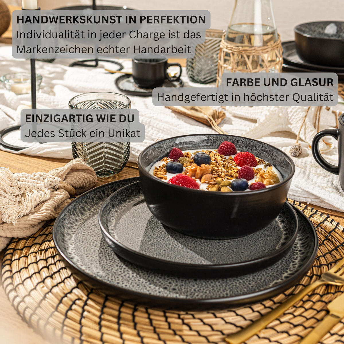 TAFELSERVICE SYDNEY - 24-teilig aus Steingut - Grau, Keramik (44/45/54cm) - Sänger