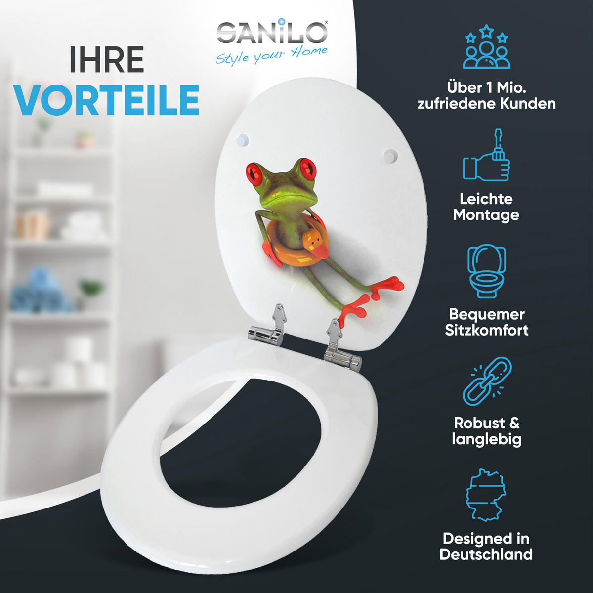 WC-SITZ mit Absenkautomatik Froggy - Grün, Holzwerkstoff (38/6/47cm) - Sanilo