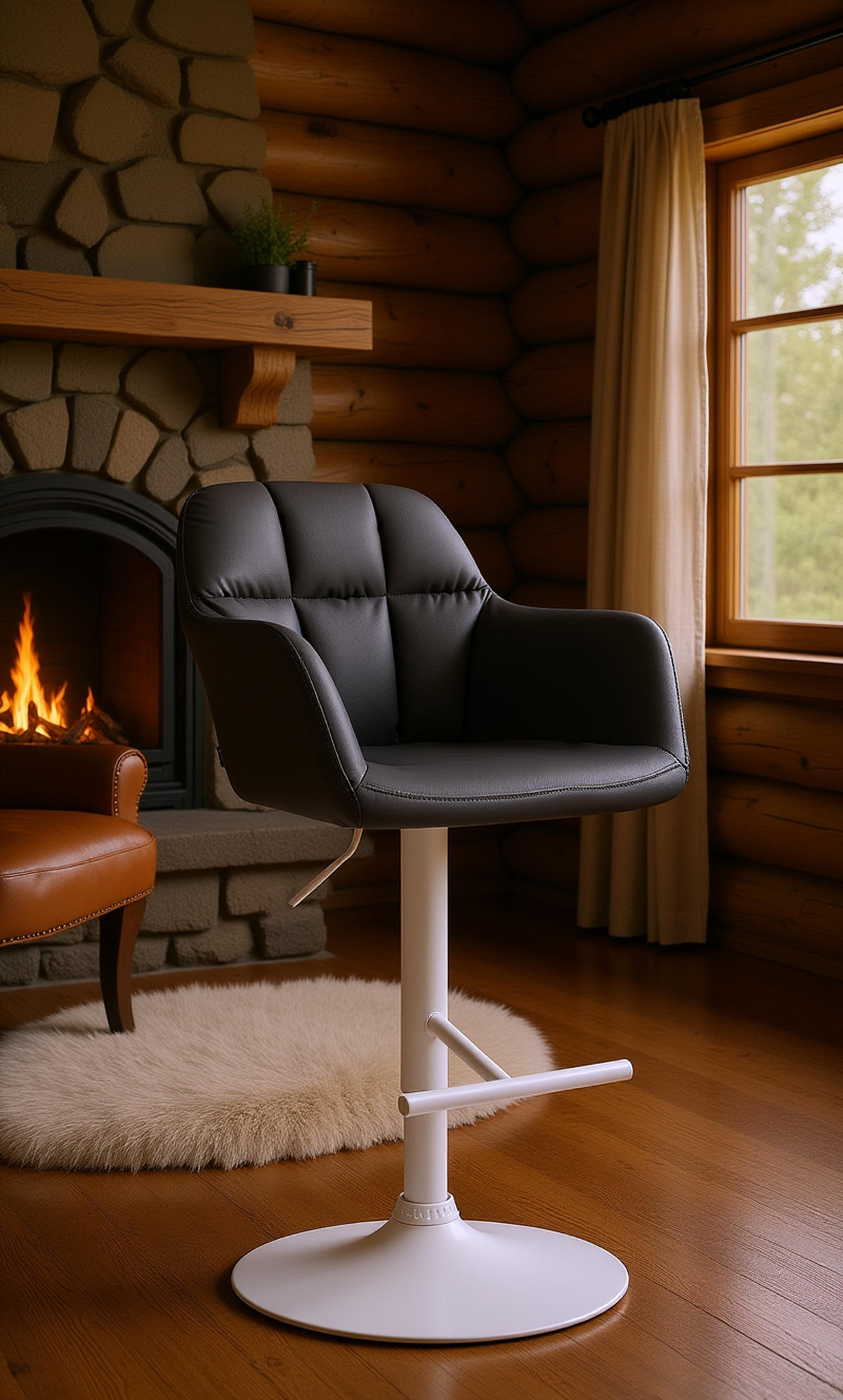 BARHOCKER Nardo Kunstleder weiß schwarz - Schwarz/Weiß, Kunststoff/Metall (57/118/59cm) - TPFLiving