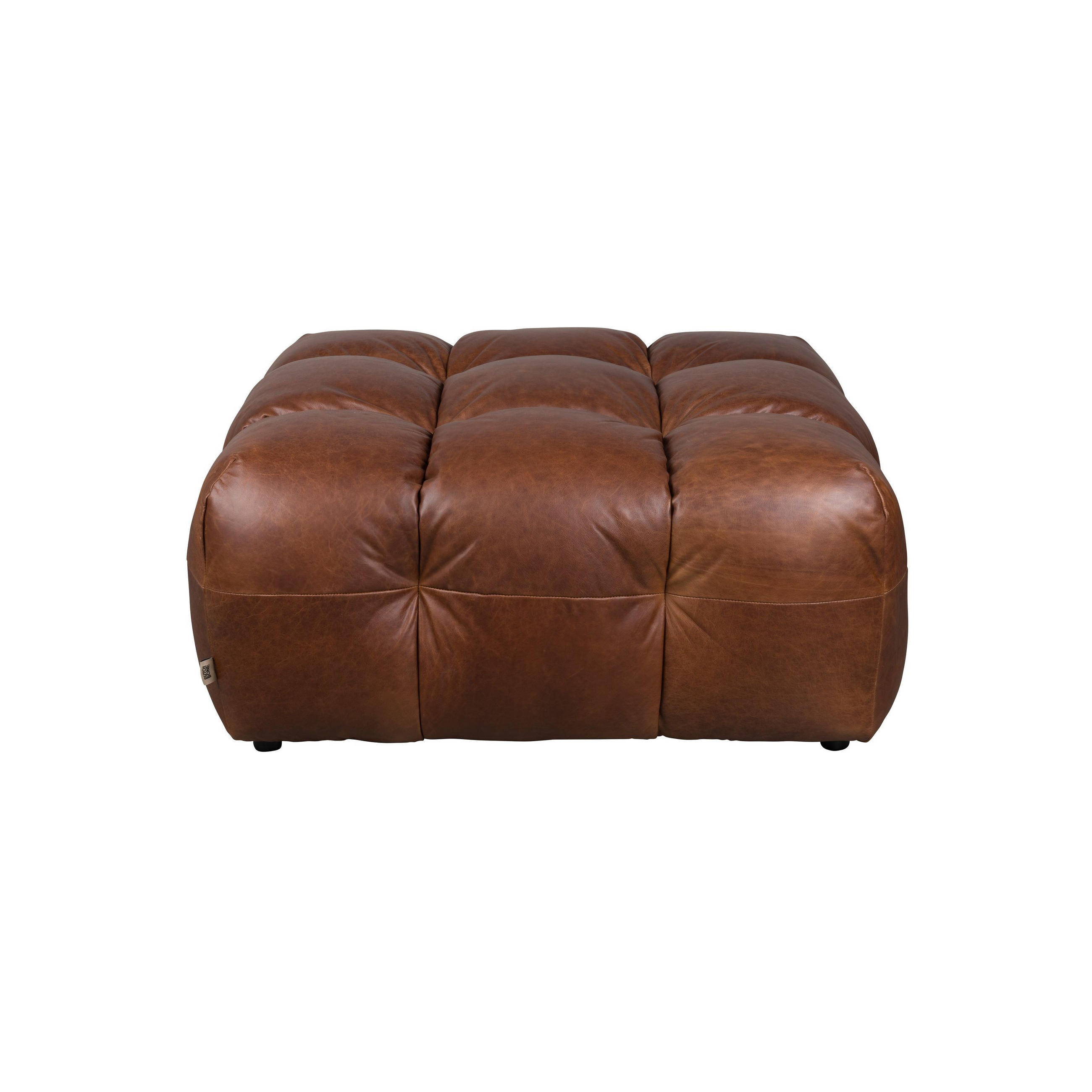 SITZHOCKER Hackman Leder Chokolade/ Braun - Braun/Dunkelblau, Leder (100/45/100cm) - Dutchbone