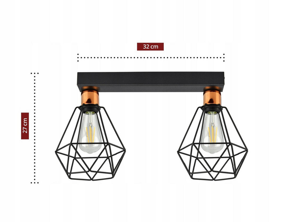 DECKENLEUCHTE EDISON II - Goldfarben/Schwarz, Metall (20/40/27cm) - kiki design