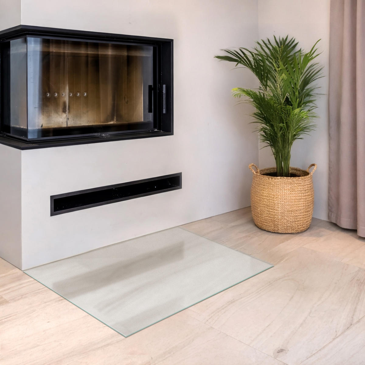 SKLENĚNÁ PODLOŽKA pod kamna 80x60 cm – mléčné sklo - průhledná, sklo (80/60/0.4cm) - TULUP