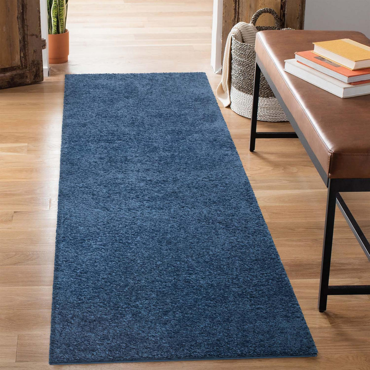HOCHFLOR-TEPPICH City Shaggy 500 Blau 80x300 cm - Blau, Textil (80/300cm) - carpet city