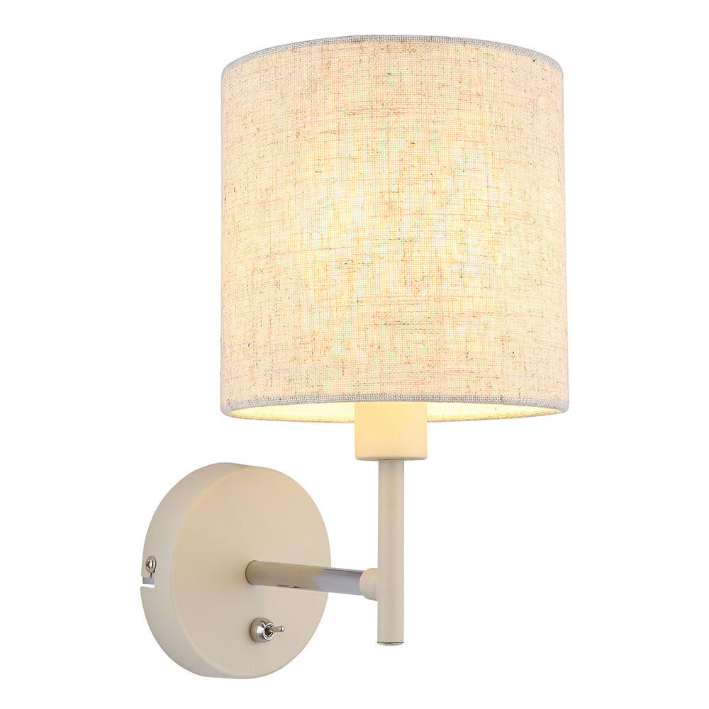 WANDLEUCHTE Metall Sand, Textilschirm, Kippschalter - Bernsteinfarben, Metall (15/26/20cm) - Globo Lighting