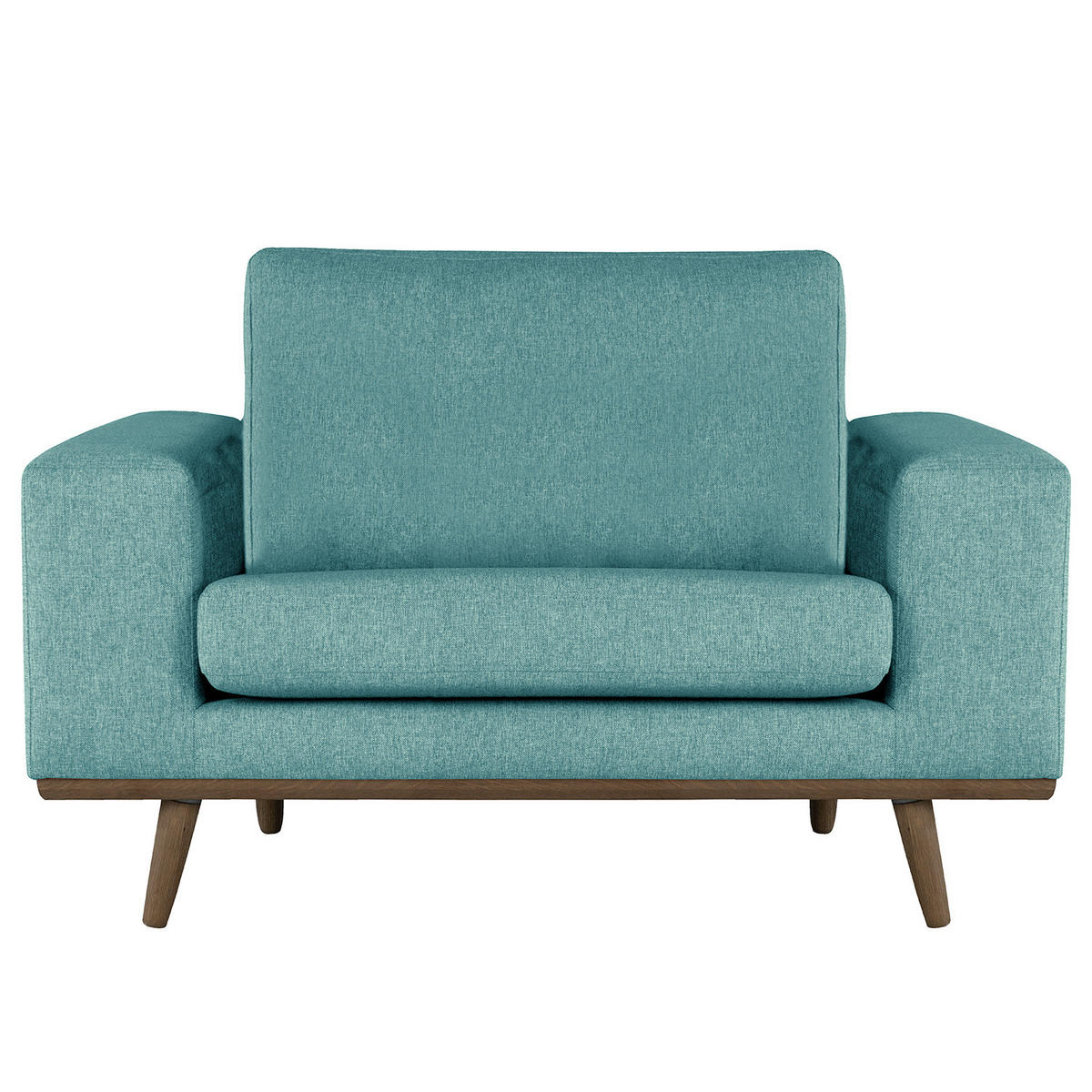 SESSEL - Eichefarben/Petrol, Eichenholz/Textil (122/81/88cm) - home24