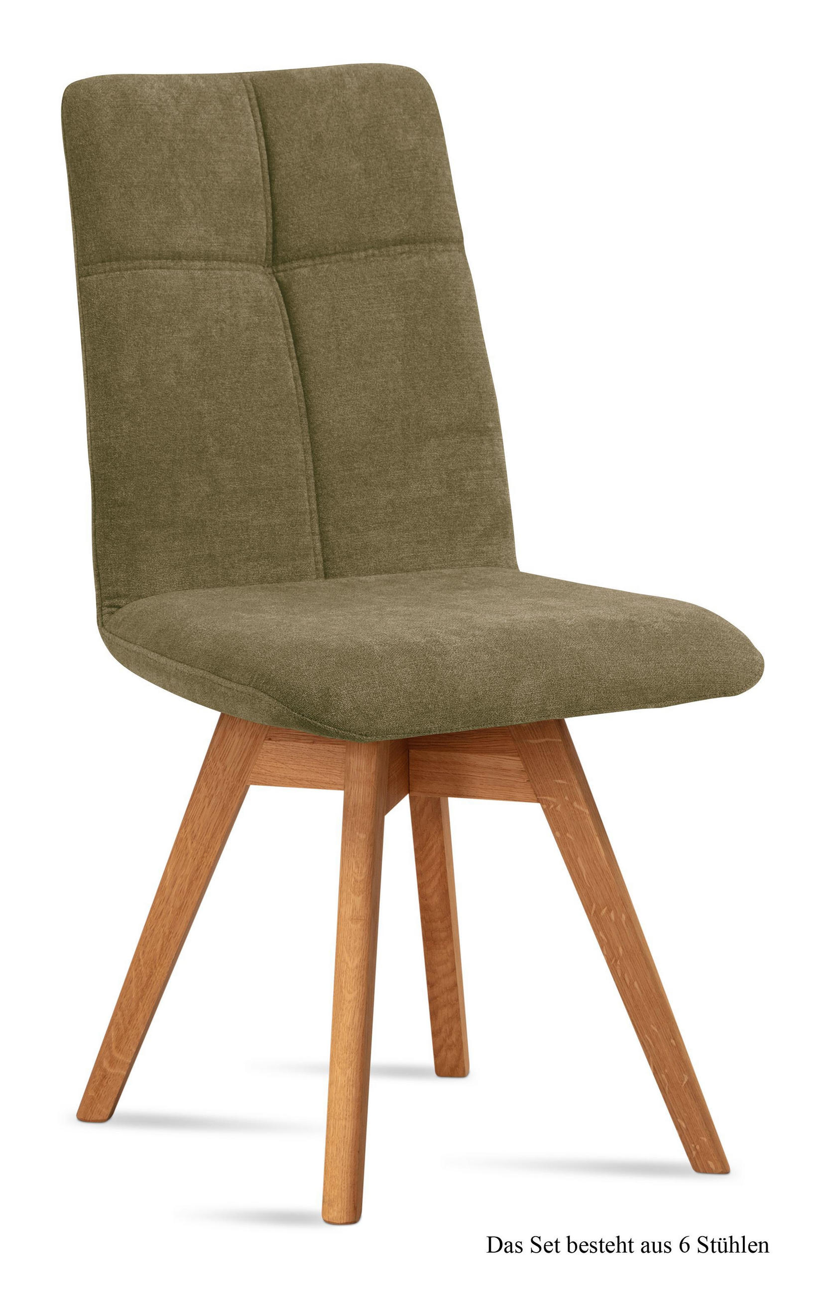 ESSZIMMERSTUHL drehbar (6er-Set) Dorea 47x92x60 Eiche geölt/Olivgrün - Eichefarben/Olivgrün, Kunststoff (60/92/47cm) - 58aufmkessel